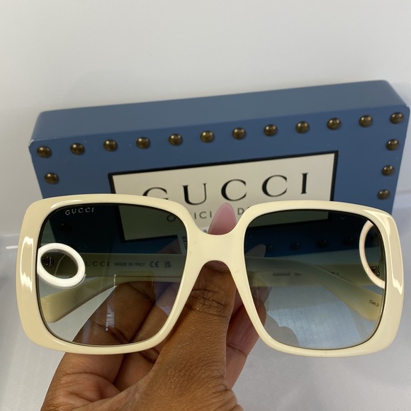💯 - Gucci Cream/Grey Gradient GG0632S Square Sunglasses - Picture 13 of 15